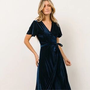 BALTIC BORN Andi Ribbed Velvet Wrap Dress